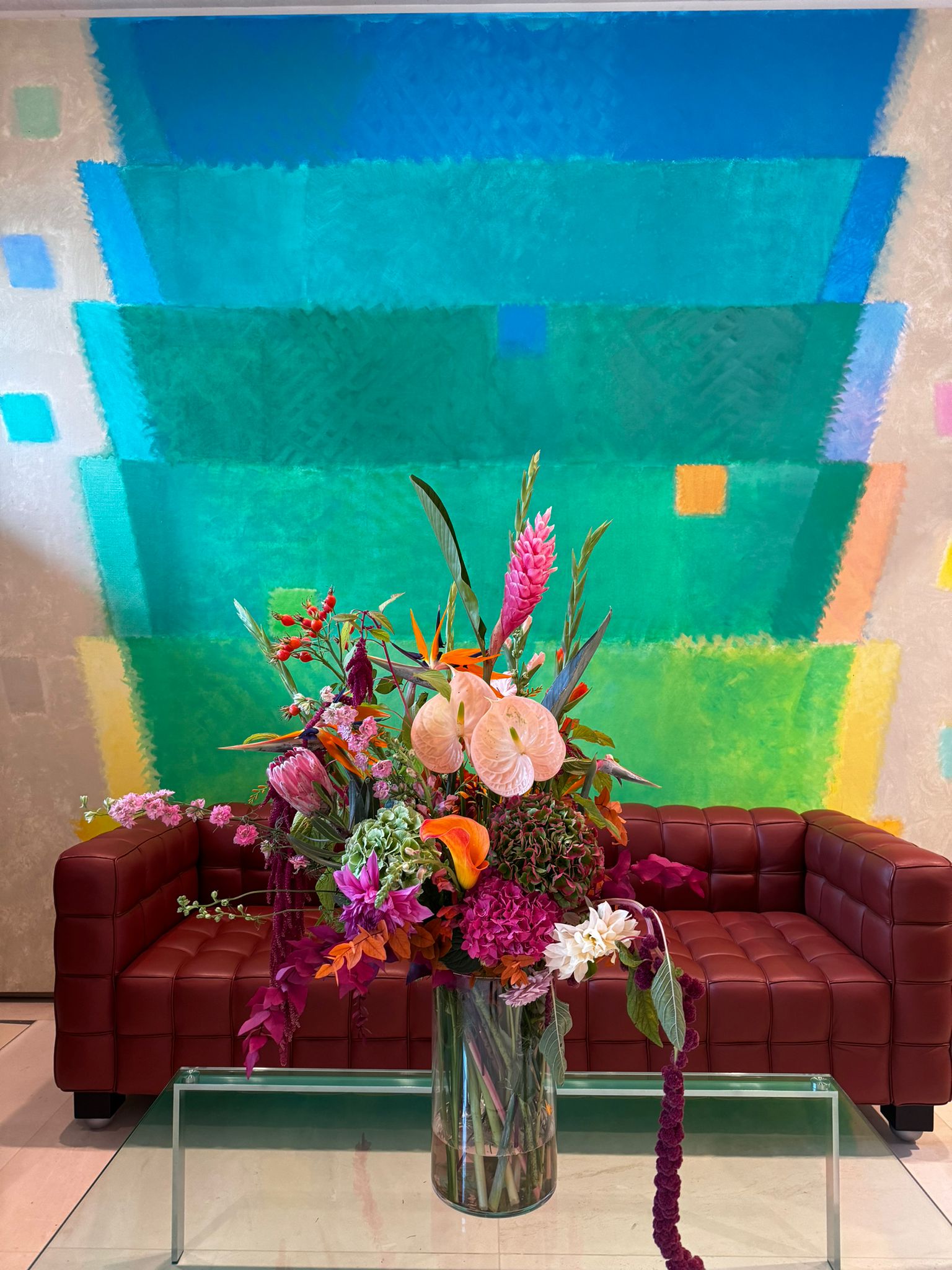 Florale Installation im Empfangsbereich einer Berliner Event-Location